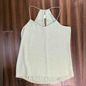 Express size S Mint Green Halter Tank Top V Neck Polka Dot